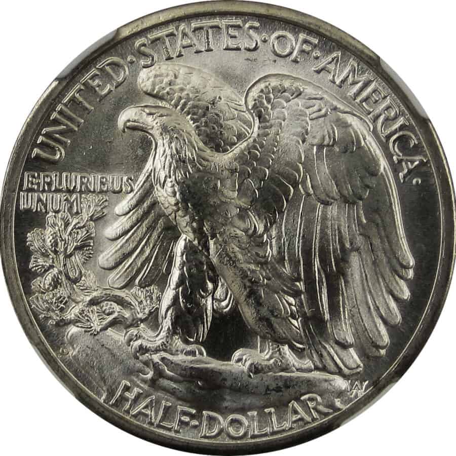 Walking Liberty Half Dollar reverse side.